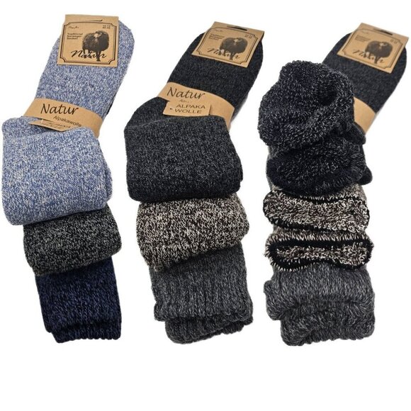 Men Wool Socks Winter Alpaca Solid Warm Boot Casual Thermal Thick 10-13 6-Pack - Picture 4 of 4